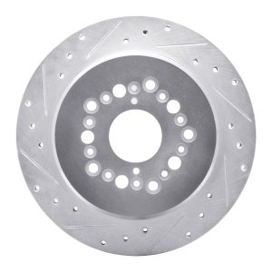 Lexus LS400 Brake Rotor (1) - Rear Left - R1 Concepts - Drilled & Slotted - Silver - `92-`00